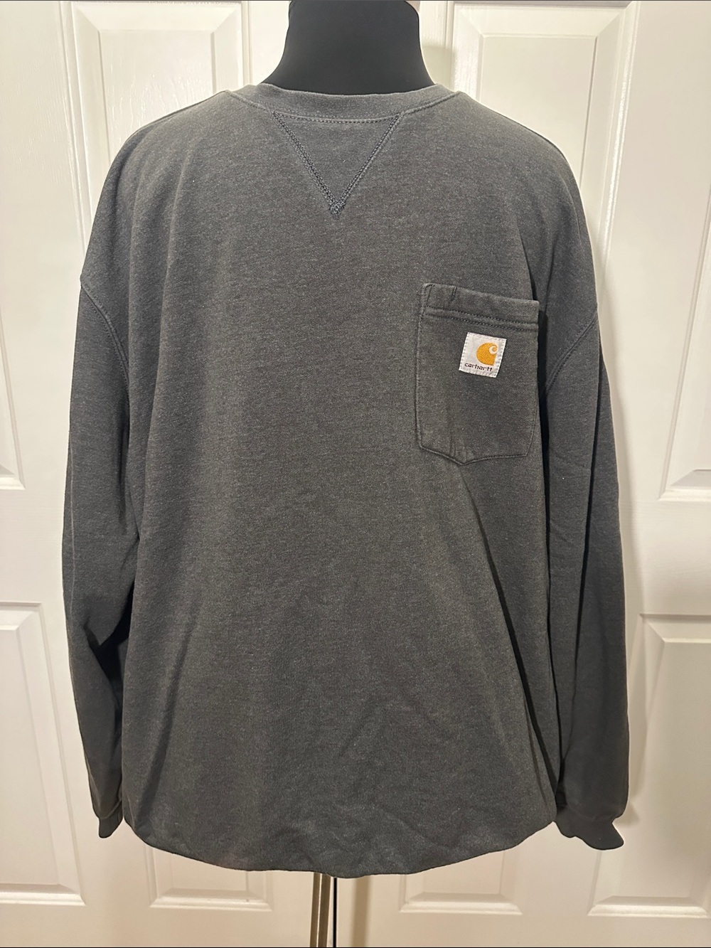 Carhartt Washed Charcoal Long-Sleeve Pocket Crew Sweatshirt 3XL
